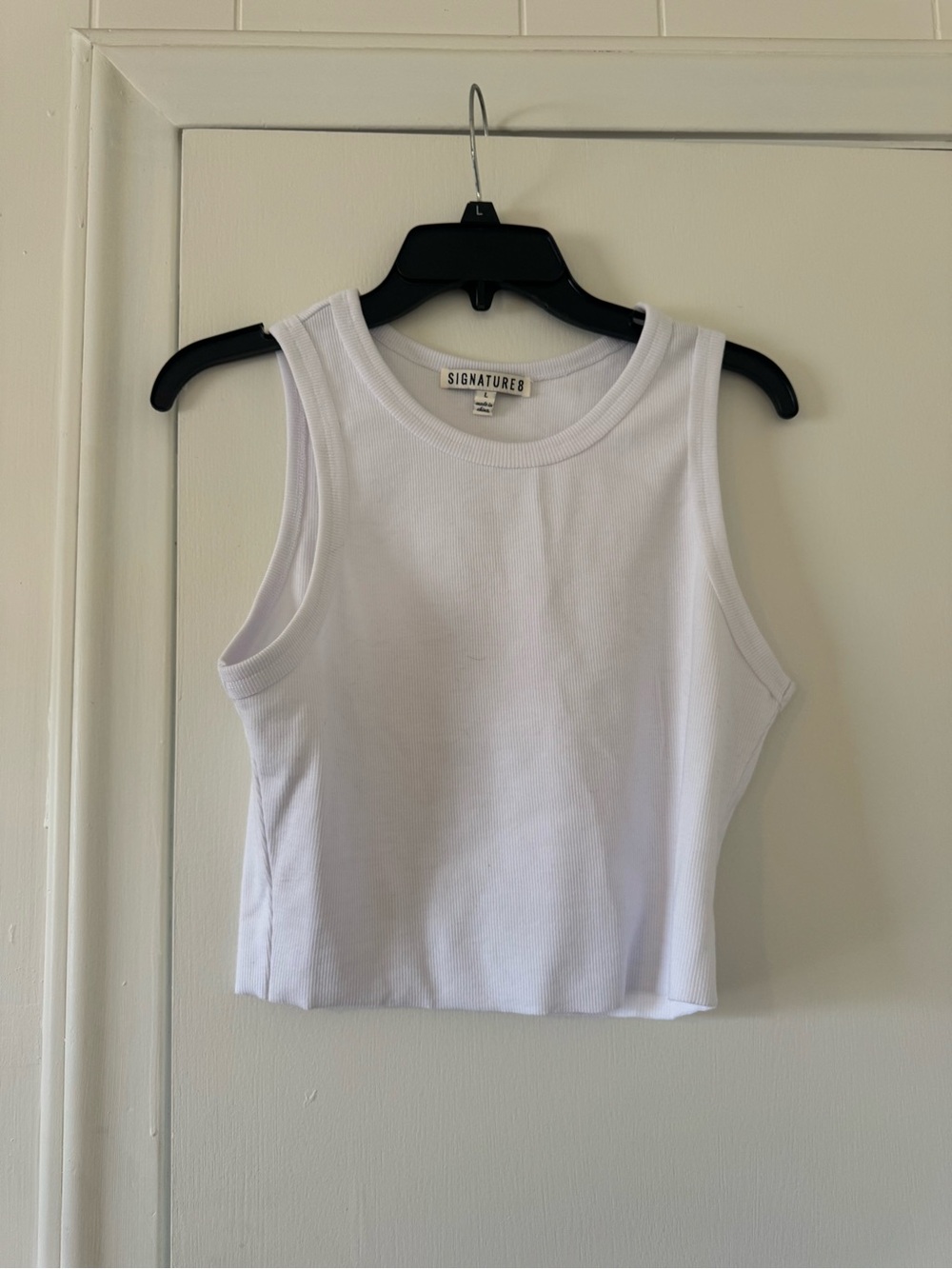 Signature8 White Ribbed Crop Tank